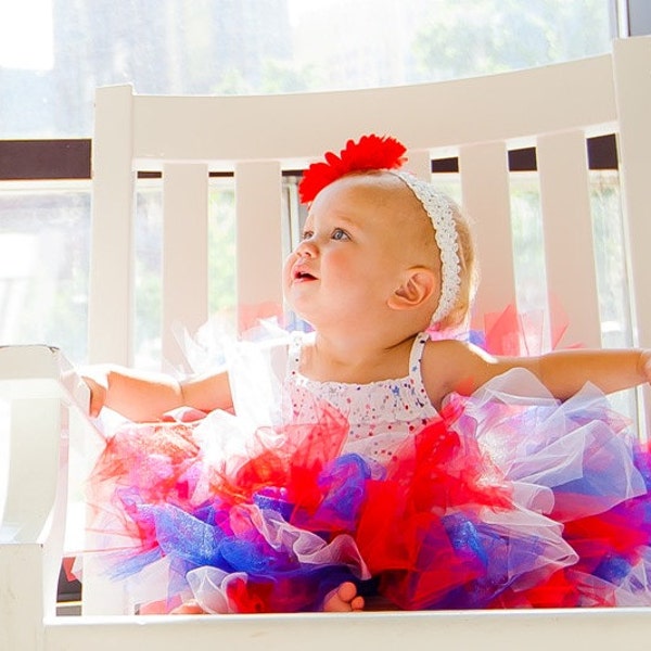 4th of July Baby Tutu:  RED, WHITE, & BLUE Patriotic Independence Day Tutu - Military Homecoming Tutu