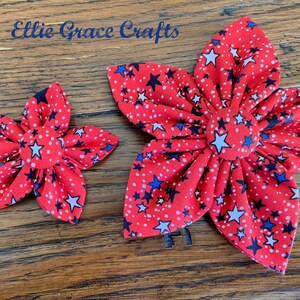 Dog Bow Tie: 4th of July RED with Blue, Black, & White Stars Dog Collar and Bow Tie or Collar Flower image 9