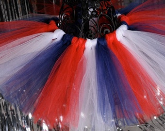 4th of July Tutu:  Red, White, & Navy Blue Patriotic Tutu - Sizes Girls 5 6 7 8