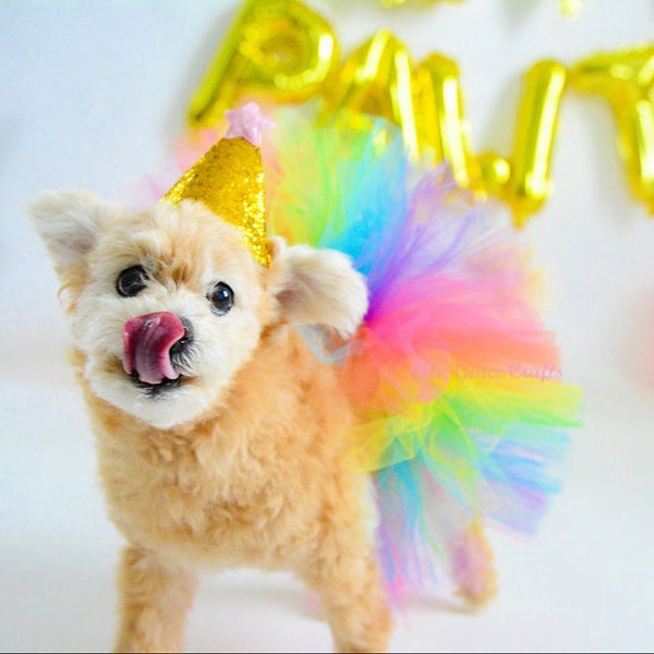 READY TO SHIP Dog Tutu: Spring Rainbow (Pink, Orange, Yellow, Green, Turquoise, Purple) Dog Tutu - Small, Medium, Large - Halloween Dog Tutu