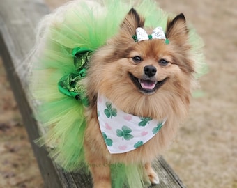 KLAAR VOOR VERZENDING - Hond Tutu: Emerald & Lime Green Dog Tutu - Fee, Kerstmis, St. Patrick's Day