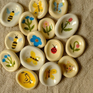 Mini Ceramic Worry Stone, Hand Painted Pocket Token, Anxiety Relief Fidget, Mindfulness Gift, Stocking Stuffer, Random Design