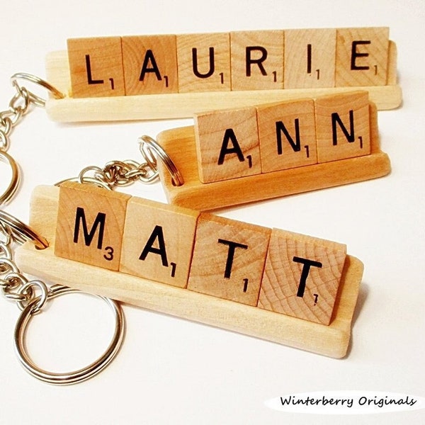 Personalized Scrabble Keychain - Key Ring, Key Tag, Stocking Stuffer, Co-Worker Gift, personalized key chain, gift for him, geek gift