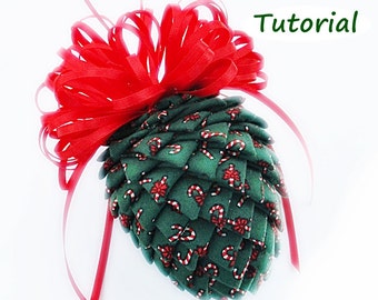 Tutorial:  How to Make Fabric and Ribbon Pinecone Ornaments, PDF File, Christmas Ornaments, Stocking Stuffers, Instant Download