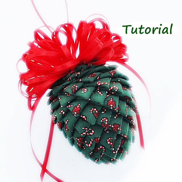 Tutorial: Cómo hacer adornos de piña de tela y cinta, archivo PDF, adornos navideños, rellenos de medias, descarga instantánea