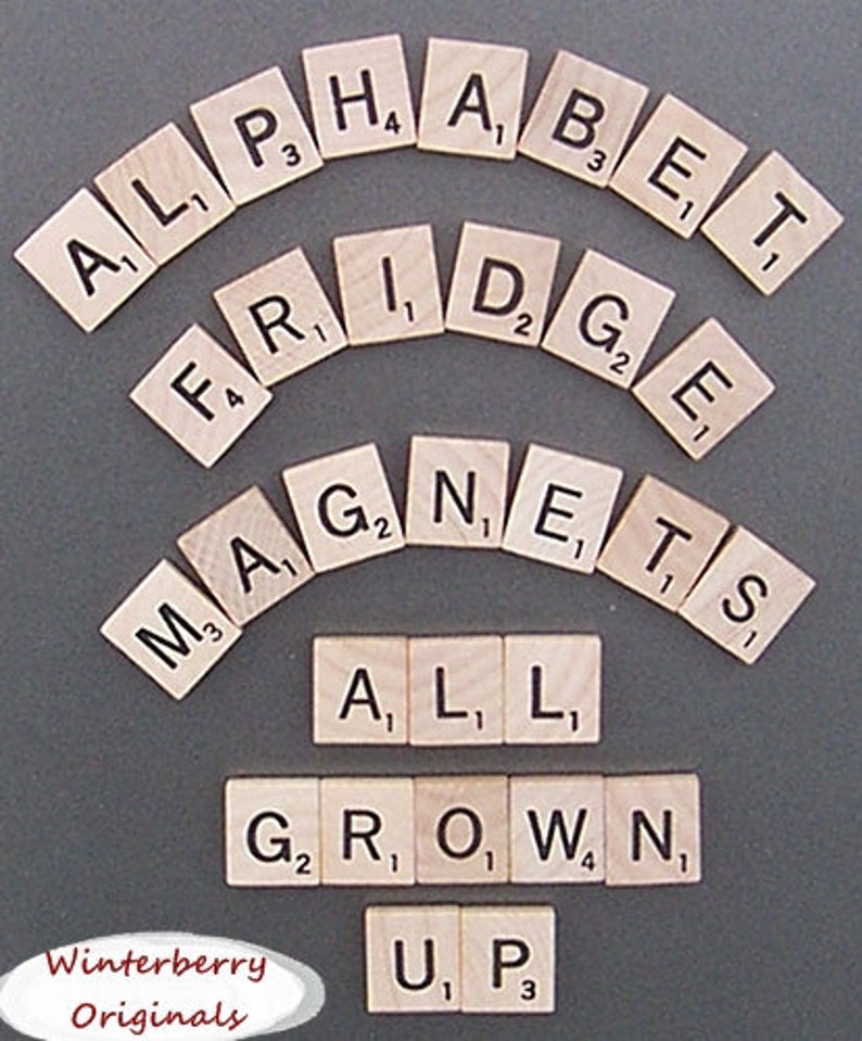 Scrabble Alphabet Refrigerator Magnets . . . All Grown Up Learning Toy, Kid's toy, Educational Toy image 1