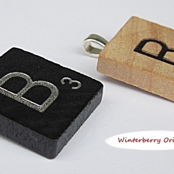 Scrabble Pendant for Necklace - Your Choice of Black or Classic Woodgrain Letters - Initial Pendant