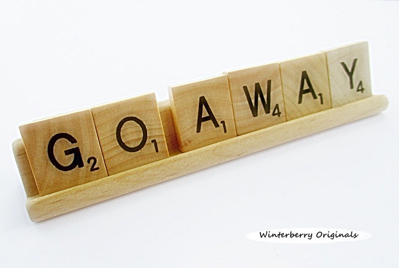 Go Away Scrabble Desk Sign Co Worker Gift Funny Image 0