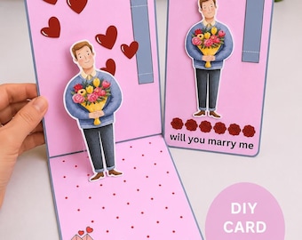 3D Pop Up Card Templates, Marriage Proposal, DIY Greeting Cards (Digital Download)
