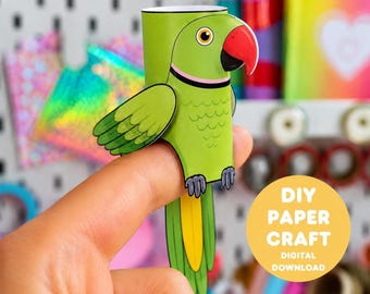 Printable Bird Finger Puppets PDF | DIY Paper Parrot Craft,  | Instant Download canva template
