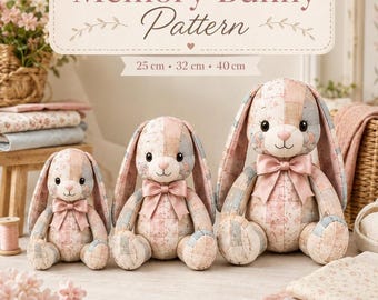 Memory Bunny Sewing Pattern, Keepsake Rabbit Template, 3 Sizes (PDF Download)