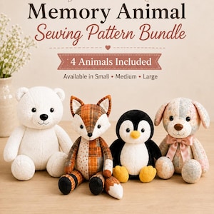 Mönsterpaket med minnesdjur | Isbjörn, Hund, Räv, Pingvin (PDF)