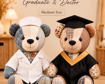 Memory Bear Sewing Pattern, Medium Size, Doctor & Graduation Costumes (PDF)