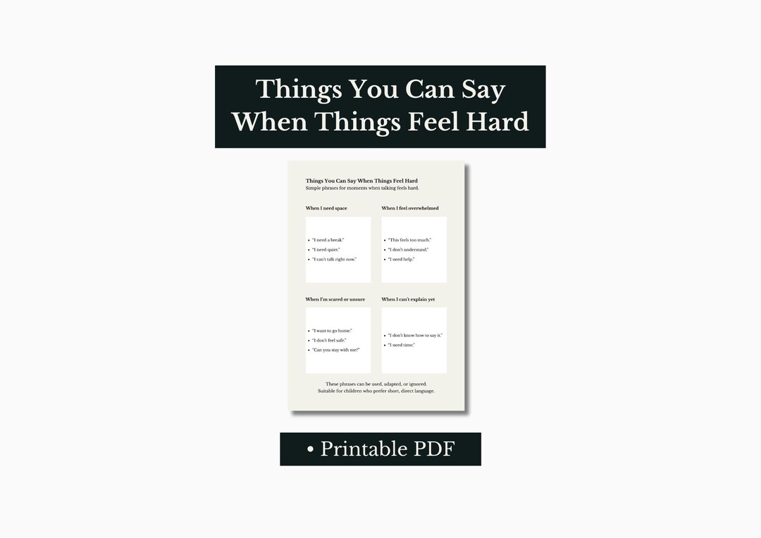 Things You Can Say When Things Feel Hard | Child Emotional Support ...