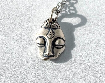 Handmade 925 Sterling Silver Buddha Fragment Necklace – Incomplete Zen Face Pendant, Spiritual Jewelry Gift, Meditation & Yoga, Minimalist
