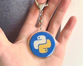 Python Keychain - Acrylic Programmer Gift with Python Logo, Coding Enthusiast Accessory, Funny Tech Gift for Coders, Developers & IT Nerds