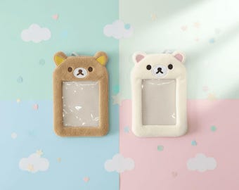 Teddy Bear Photocard Holder: Plush PVC Sleeve for Kpop Fans