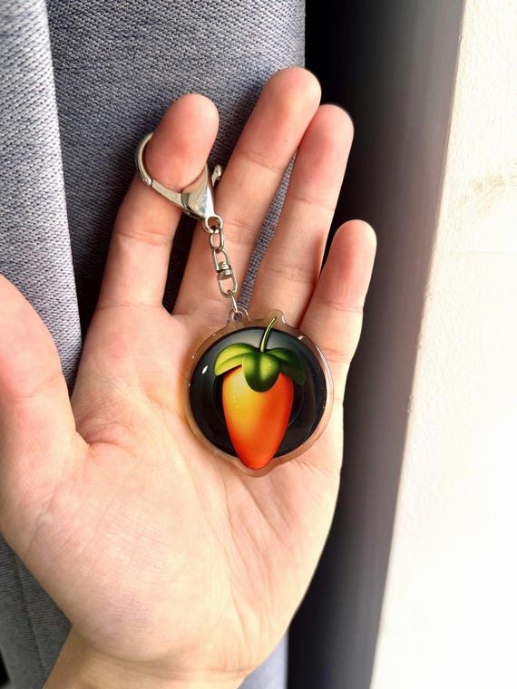 FL Studio Keychain – Orange Carrot Logo Acrylic Gift for Music