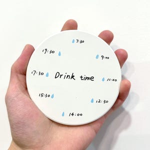 Posavasos de cerámica Drink Time: recordatorio de hidratación, decoración minimalista para escritorio