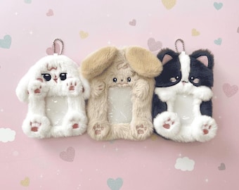 Plush Animal Photocard Holder: Kpop Idol Card Sleeve Keychain