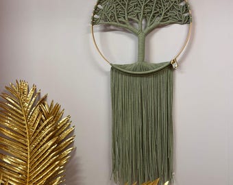 HAPYFURN Arazzo Macramè Albero Della Vita Fatto A Mano - Acchiappasogni Boho Per Parete, Decorazione Casa Naturale - 3