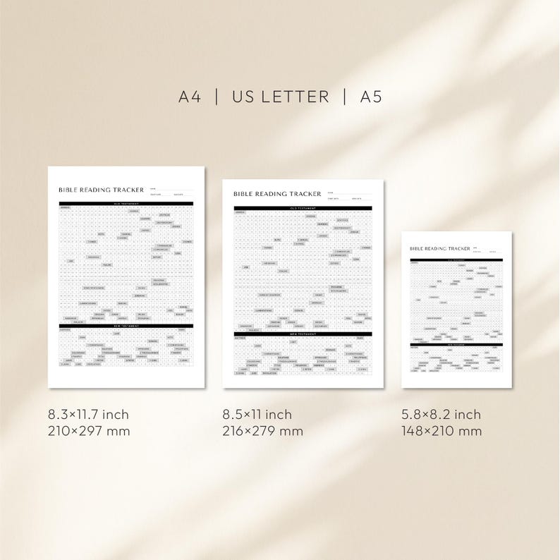 Simple printable Bible reading tracker for reading through the entire Bible in one year