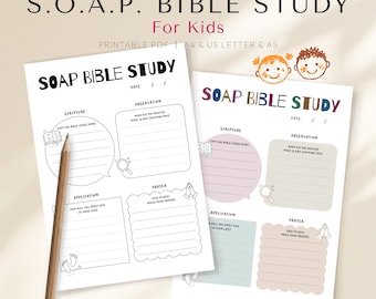 SOAP Bible Study for Kids Printable PDF, Christian Bible Study Worksheet, Sunday School Activity, Homeschool Bible Journal, A4 US Letter A5