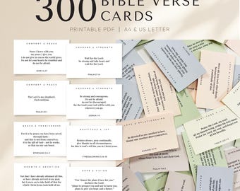 300 Bible Verse Cards – Printable Scripture for Prayer, Encouragement & Christian Gifts (PDF Instant Download)