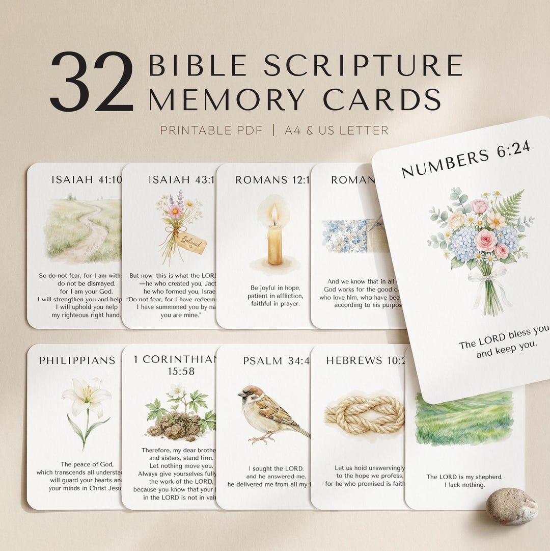 Bible Memory Cards Printable, Scripture Memory Cards, Printable Bible ...