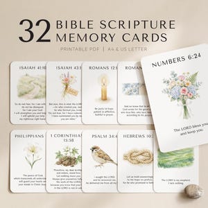 Bible Memory Cards Printable, Scripture Memory Cards, Printable Bible Verse Cards, Christian Affirmation Cards, Daily Devotion Printable