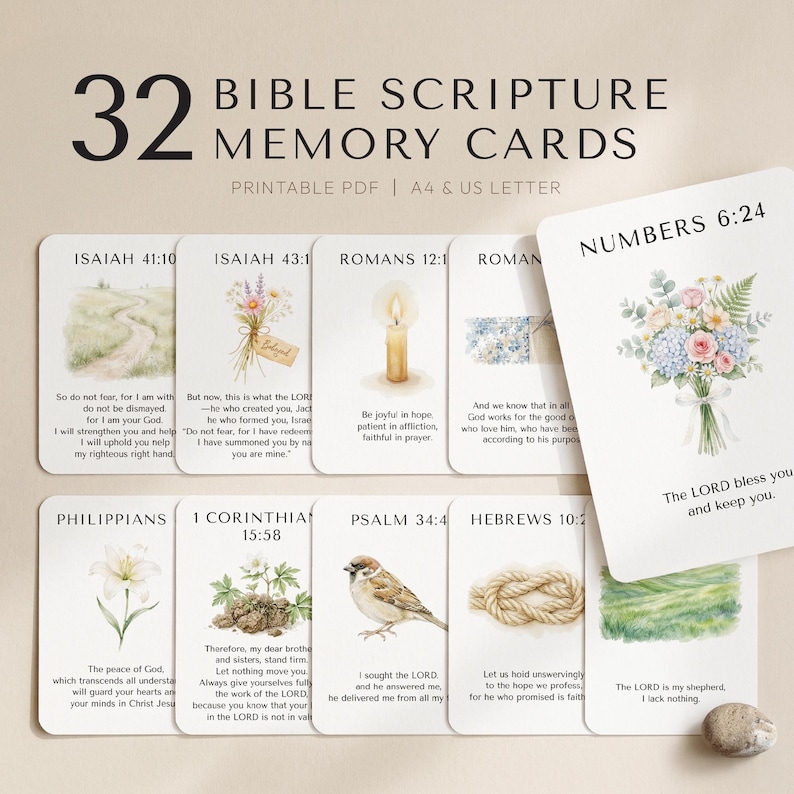 Bible Memory Cards Printable, Scripture Memory Cards, Printable Bible ...