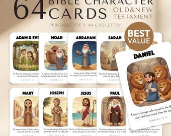 64 Bible Character Cards: Old & New Testament Printable Flashcards (PDF)