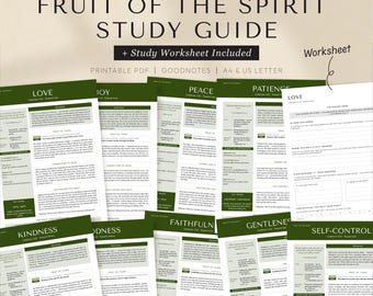 Fruit of the Spirit Bible Study Guide Printable PDF, Christian Workbook & Reflection Worksheet, Galatians 5 Bible Study, GoodNotes Journal