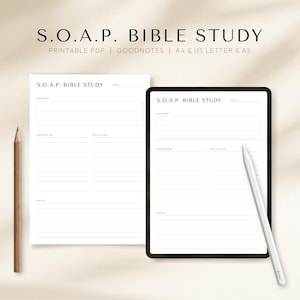 Sjabloon SOAP-bijbelstudiegids, eenvoudig afdrukbaar en GoodNotes-bijbeldagboek voor dagelijkse Schrift en stille tijd