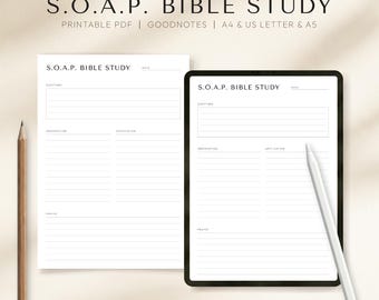 Modelo de Guia de Estudo Bíblico SOAP, Simples e Imprimível, para Estudo Diário das Escrituras e Momento de Devoção.