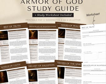 Armor of God Bible Study Printable, Ephesians 6 Workbook, Christian Bible Study Journal, 6 Armor Worksheets, Instant Download PDF