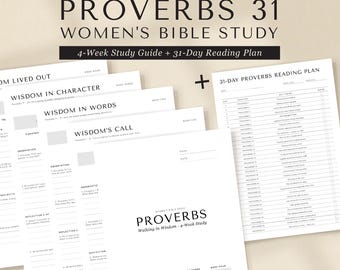 Proverbs 31 Bible Study Printable, Women's Bible Study Worksheet, 4-Week Study Guide, Instant Download PDF
