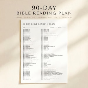 90 day bible reading plan printable, read the bible in 90 days, simple plan for beginners, complete checklist pdf, instant download