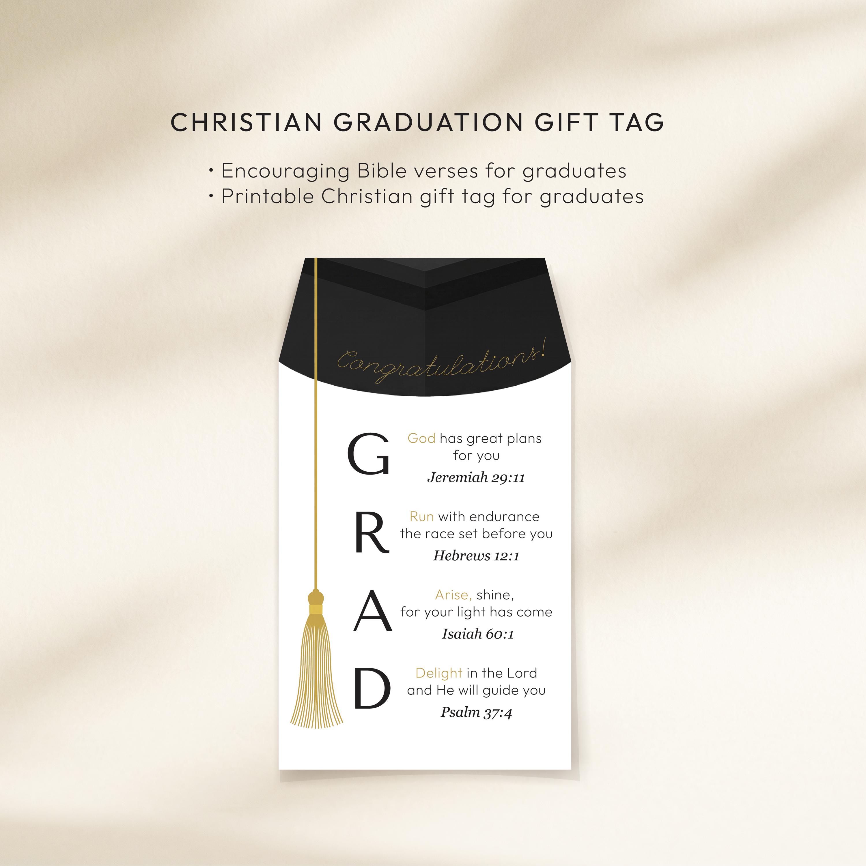 Scripture Labels Graduation Christian Graduation Gift Tag Printable, Bible Verse Grad Tag, GRAD ...