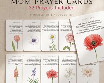Mom Prayer Cards Printable, Personalized Mom Affirmation Cards, Mother's Day Gift from Kids, Birthday Gift for Mom, Christian Mom Gift