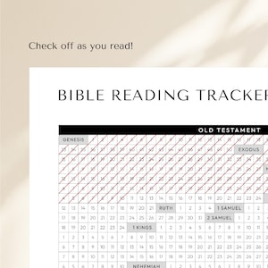Simple printable Bible reading tracker for reading through the entire Bible in one year