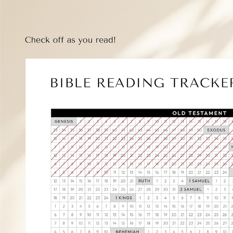 Simple printable Bible reading tracker for reading through the entire Bible in one year