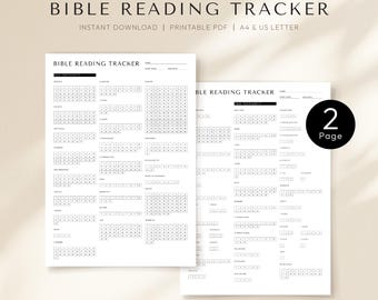 Bible Reading Tracker Printable for Daily Bible Reading, A4 & Letter