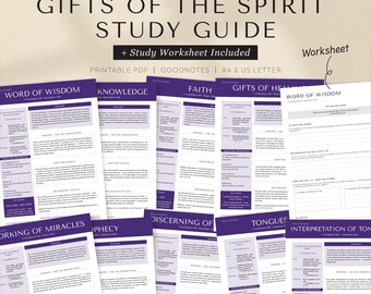 Gifts of the Spirit Bible Study Printable, 1 Corinthians 12 Workbook, Christian Bible Study Journal, 9 Spiritual Gifts Worksheets