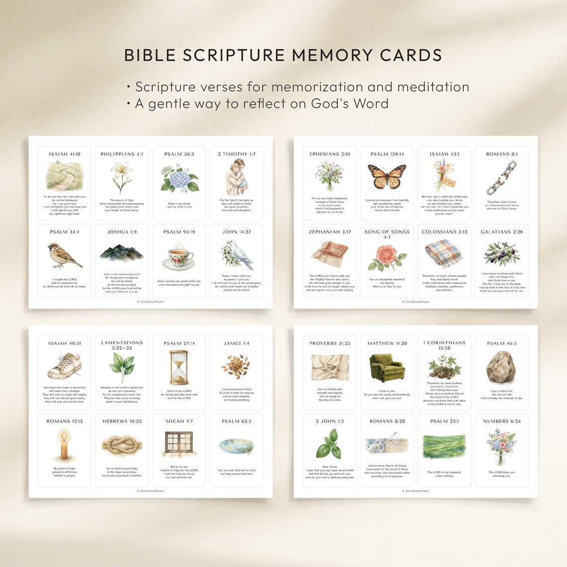 Bible Memory Cards Printable, Scripture Memory Cards, Printable Bible ...