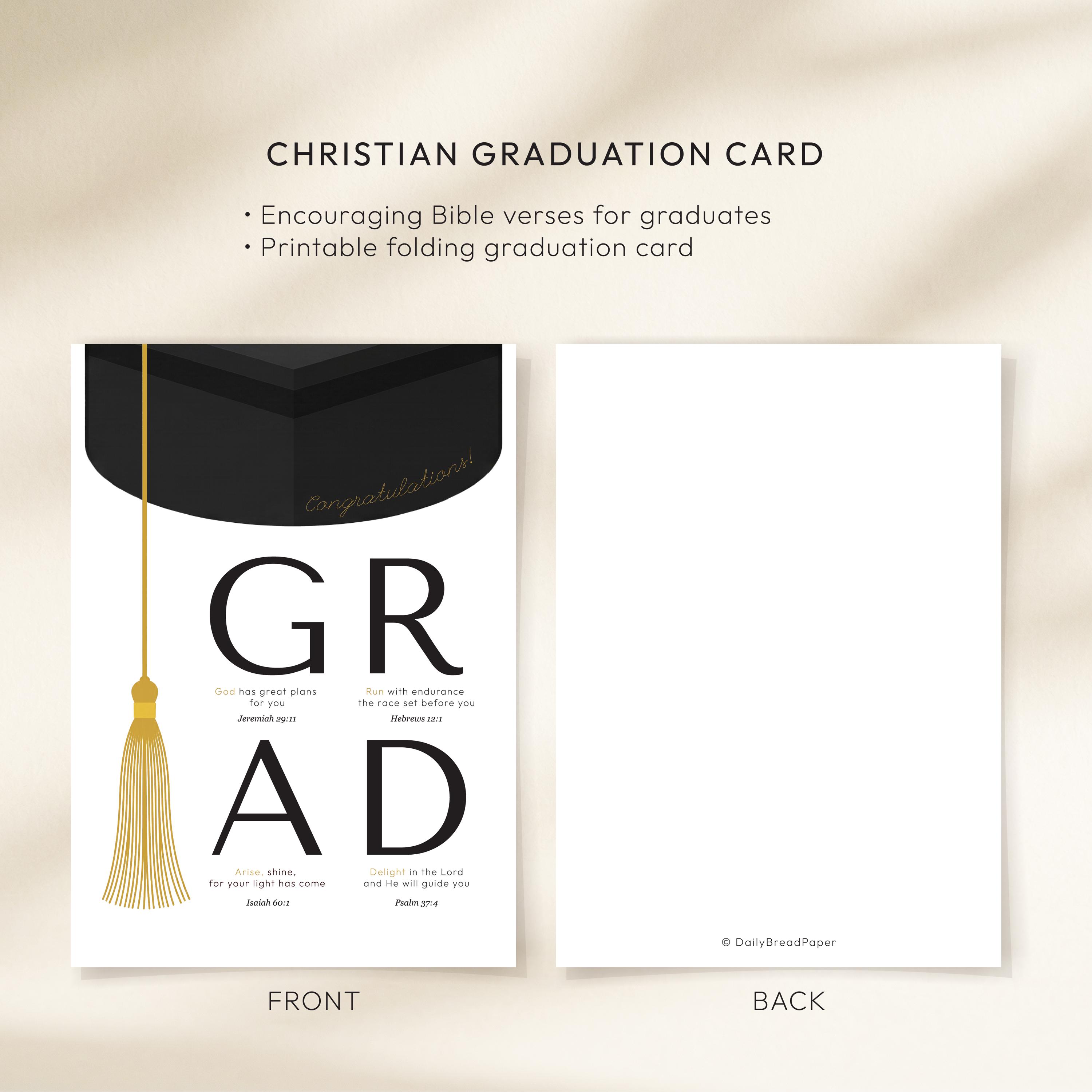 Scripture Labels Graduation Christian Graduation Card Printable, Bible Verse Grad Card, Printable ...
