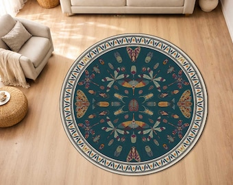 Vintage Round Rugs, Washable Area Rugs, Rugs for Living Room, Bedroom Rugs, Kitchen Rugs, Round Rugs, Vintage Carpet, Home Decor Rugs