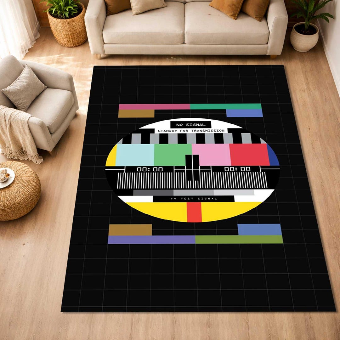 Test Pattern Rug Retro TV Test Pattern Rug, No Signal Rug, Eye-catching Retro Style, TV ...