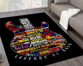Legends of Rock Guitar Rug: Music Room Decor