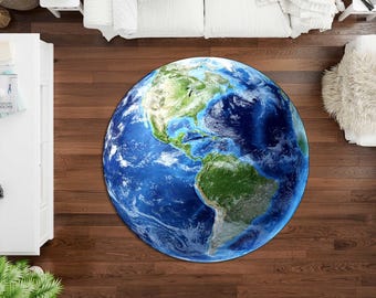 World Map Earth Rug, Educational Kids Rug, Globe Carpet, Montessori Learning Rug, Geography Playroom Decor,Classroom Rug,Digital Printed Rug